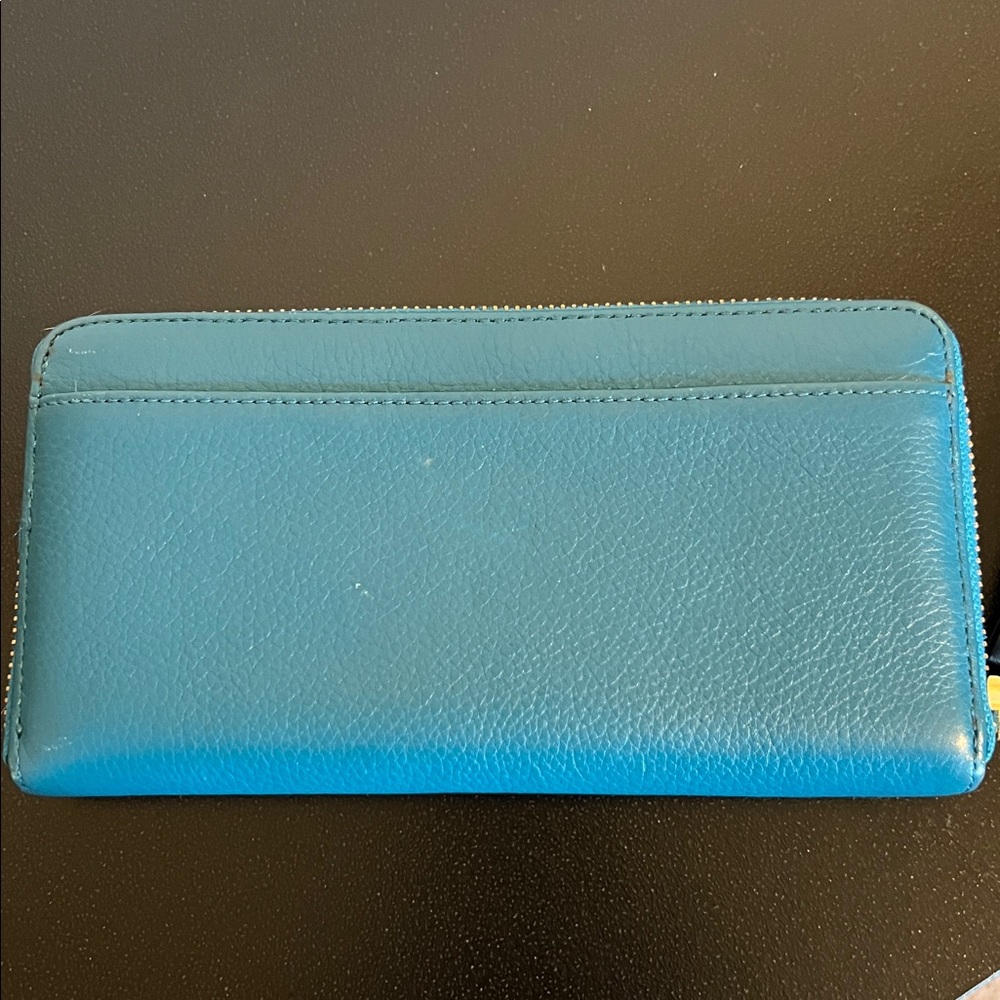 Kate Spade Teal Leather zip around Wallet - Picture 4 of 7